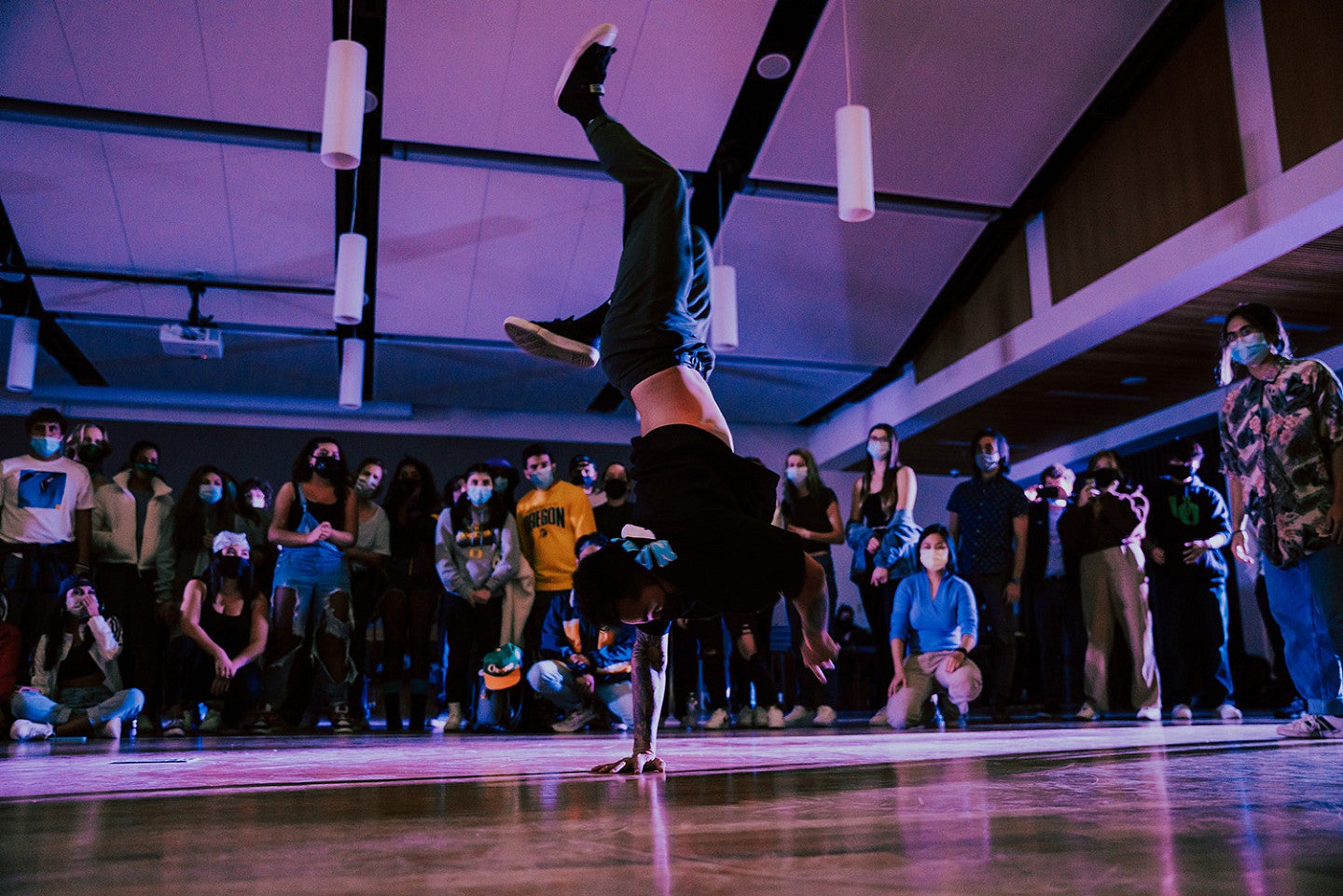 Hip Hop dancer performing handstand