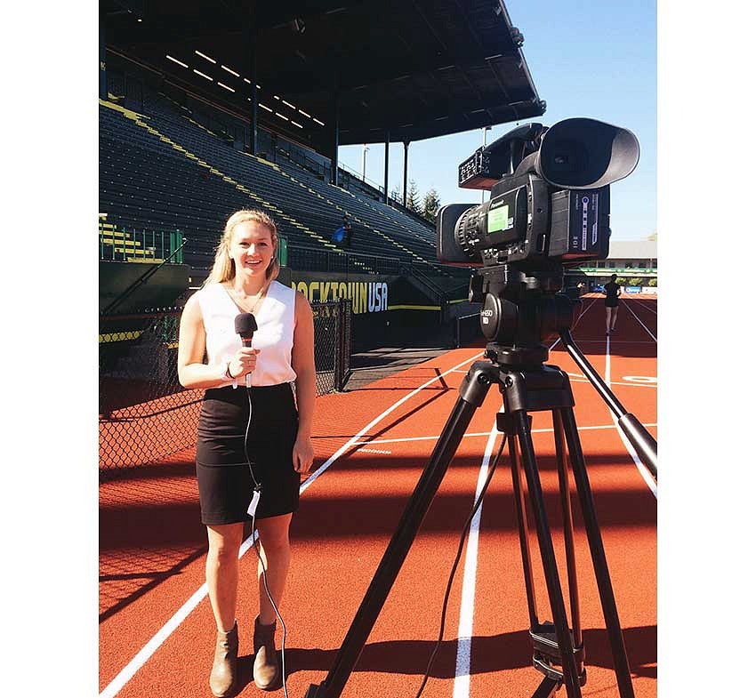 DuckTV reporter at Hayward Field