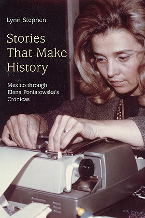 Book cover with woman using a typewriter