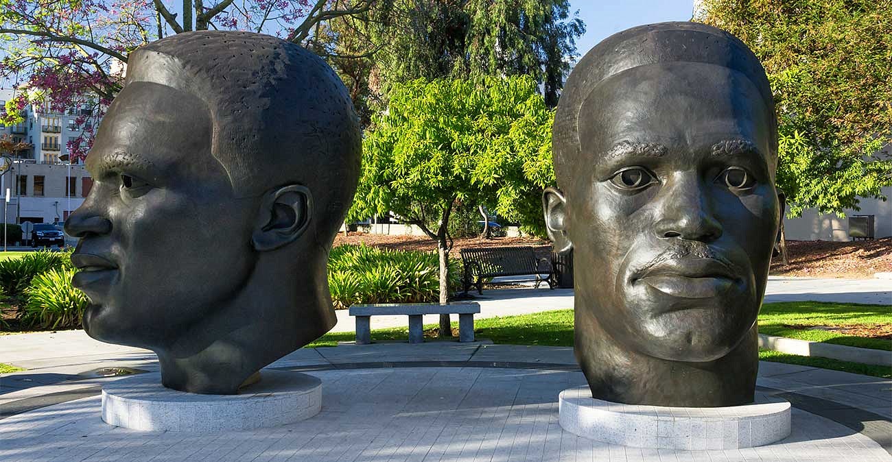 The busts of Jackie and Mack Robinson
