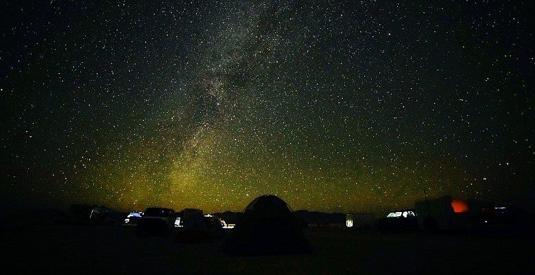 UO campsite under the stars at Black Rock, NV