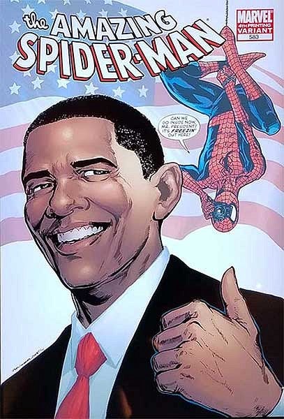 President Barack Obama on the cover of The Amazing Spiderman comic book