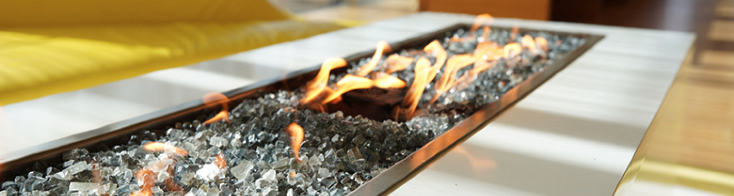 Fireplace at Jaqua Center cafe