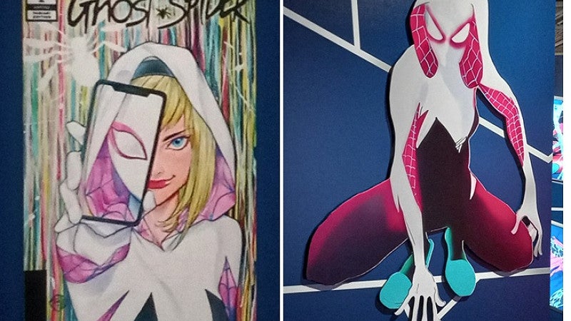 Gwen Stacy or Spider-Woman exhibit display, credit Marvel