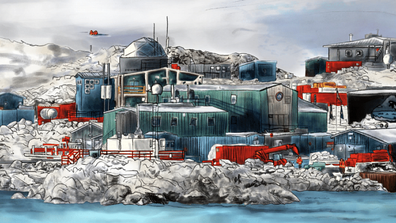 Illustration of Palmer Station, Antarctica