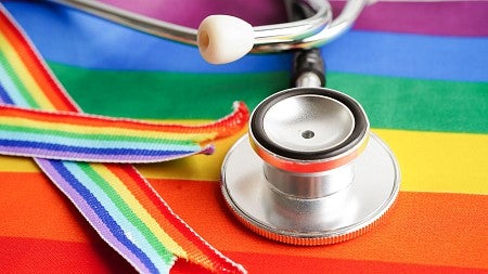 Stethoscope on rainbow flag