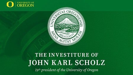 Investiture of President Karl Scholz with University of Oregon great seal
