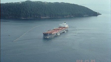 The Exxon Valdez spill, one of the largest ever in the US, damaged 1,300 miles of rugged, wild shoreline. Photo courtesy of Alaska Resources Library and Information Services