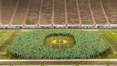 Class of 2026 forms the O at Autzen