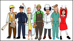 Illustration of children in work attire