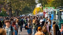Fall Street Faire scene with food and other vendors