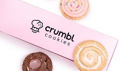 Crumbl Cookies and a pink box