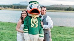 Ashley and Cameron Kirsininkas with the Duck