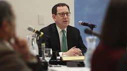 UO President Michael Schill attended his first Board of Trustees Meeting in September
