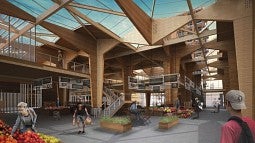 Artist rendering of wood building complex
