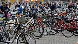 Image shows bicycles in Amsterdam