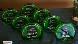 A image of the 2015Sustainability Award trophies.