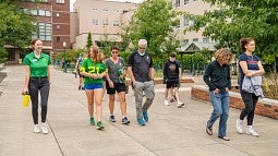 Tour group on campus