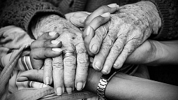 Hands of elderly people