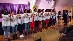 Members of the Delta Sigma Theta sorority at a campus gathering this spring.