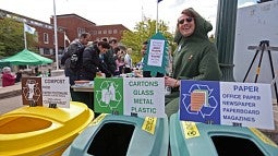 Recycling containers at the UO's Earth Day celebration in 2015.