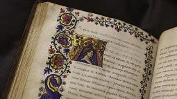 Illuminated initial from Medieval manuscript of Florus' Epitome of Roman History