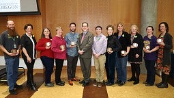 Outstanding Employee Award recipients 2019 with President Schill
