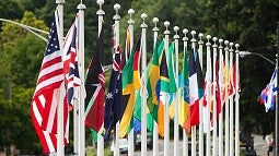 International flags at Hayward Field