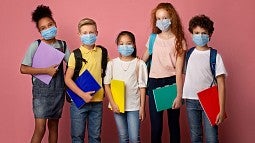 School kids wearing masks