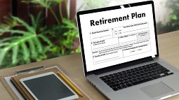Laptop showing retirement plan
