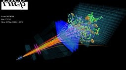 Graphic depicts various particles captured during data gatherned May 9 as the Large Hadron Collider resumed operations