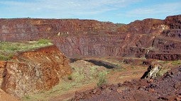 Abandoned pit at Mount Goldsworthy near Mount Grant in Western Australia