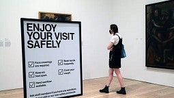 A woman visits Whitney Museum of American Art