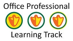 Logo with duck footprints and words 'Office Professional Learning Track'
