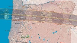 Map of eclipse path across Oregon