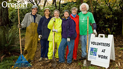 Left to right: Thomas Mickel; Sarah Vasconcellos; Harriet Kelly; Karen Goebel; Phyllis Hamel; and Ray Scofield. Photograph courtesy Friends of Hendricks Park 