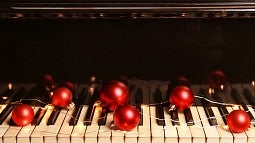 Piano with Christmas decorations
