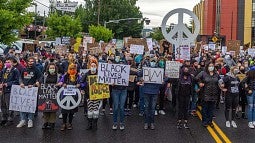 Protesters in Portland