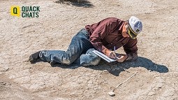 Greg Retallack on site of mammoth footprints