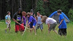 Native American students playing shinney