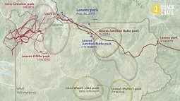 Map showing wolf movements