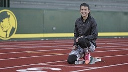 Duck athlete Jenna Prandini on the Hayward Field track