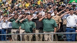 Student veterans salute at 2015 spring football game