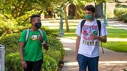 Students wearing masks on campus