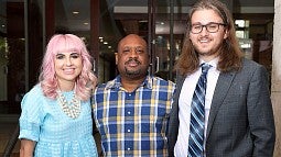 SOJC alum Rebecca Woolington ’09 (left) and her Tampa Bay Times colleagues Corey G. Johnson (center) and Eli Murray won the 2022 Pulitzer Prize in Investigative Reporting. Photo courtesy of Tampa Bay Times.