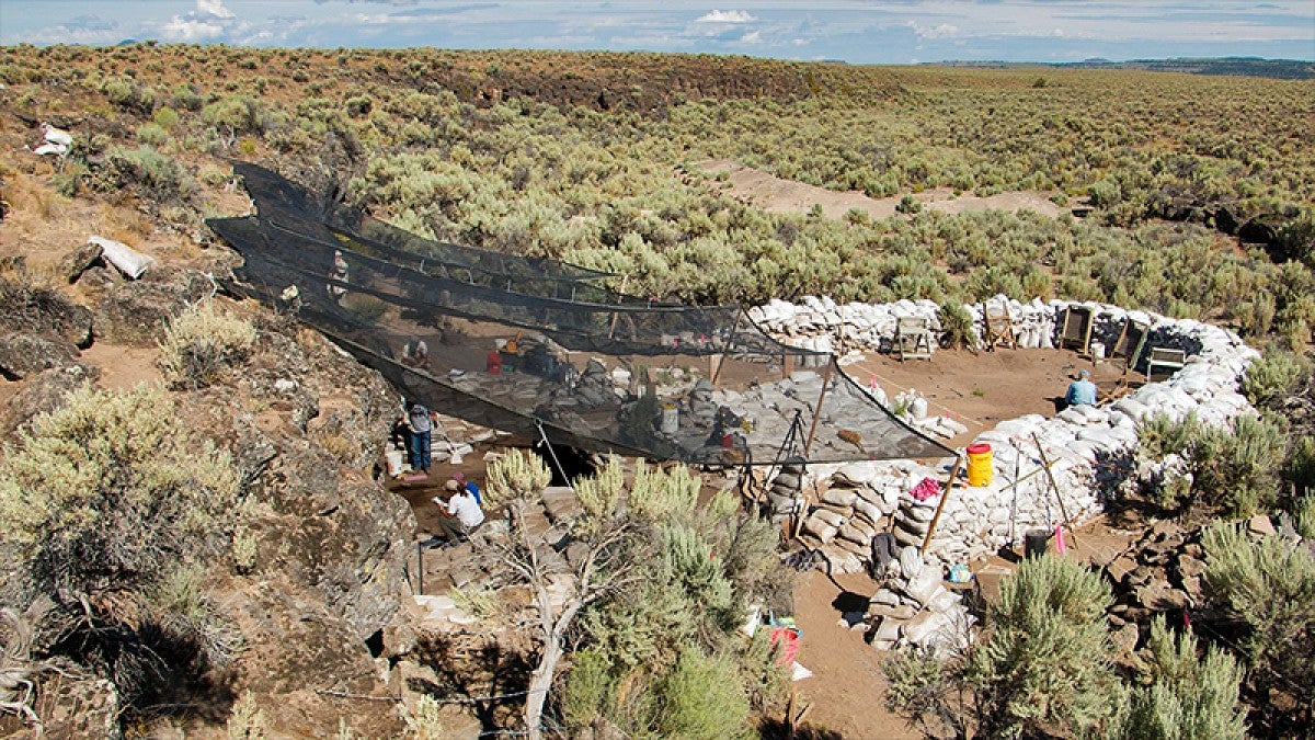 Rimrock Draw rock shelter near Riley, Oregon, during excavation in 2016