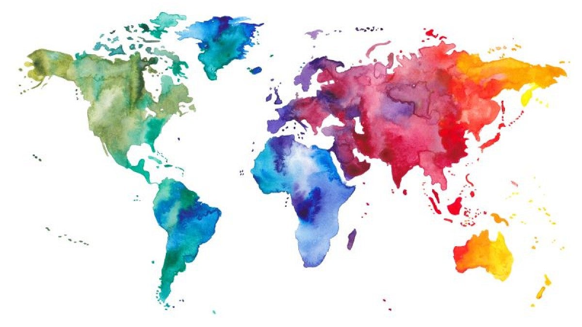Watercolored map of the world