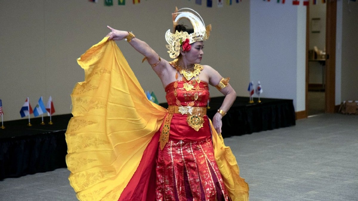A dancer performs at the 2019 Cultural Night at UO Portland