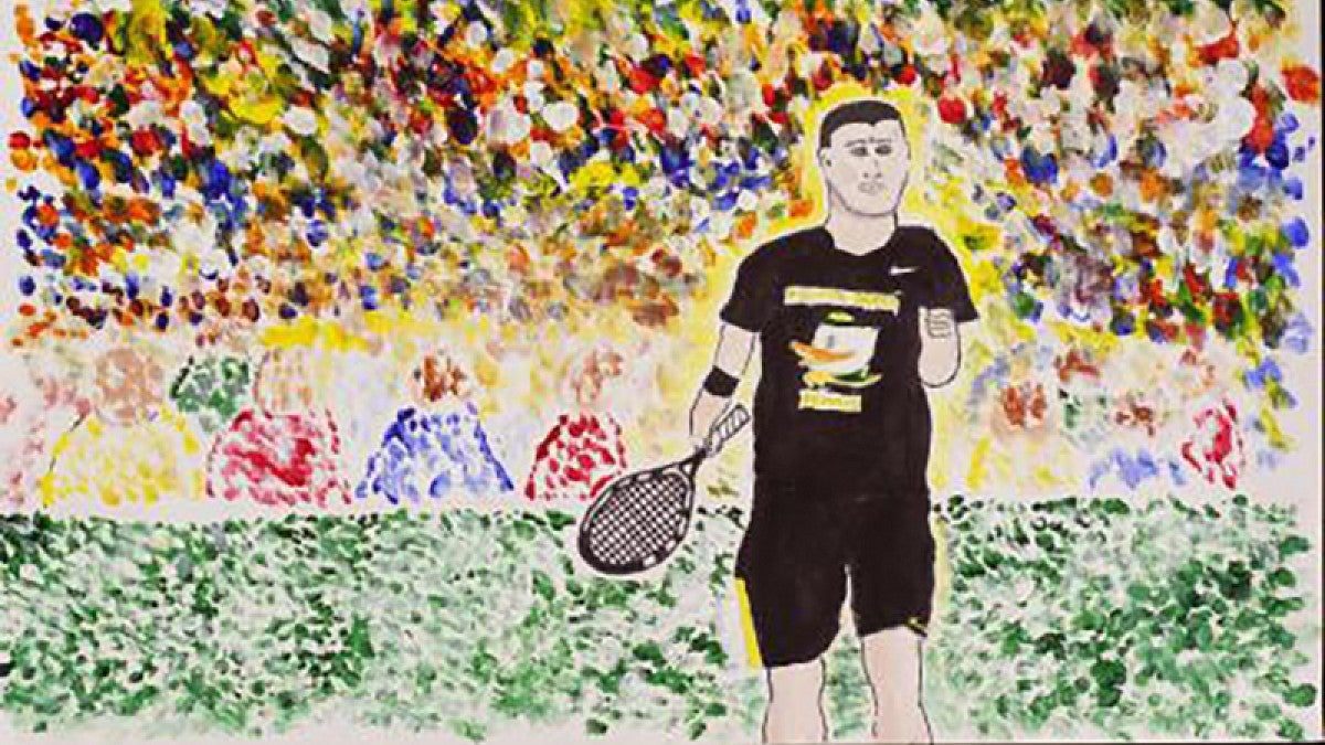 A painting done by a student athlete in the Art of the Athlete class.