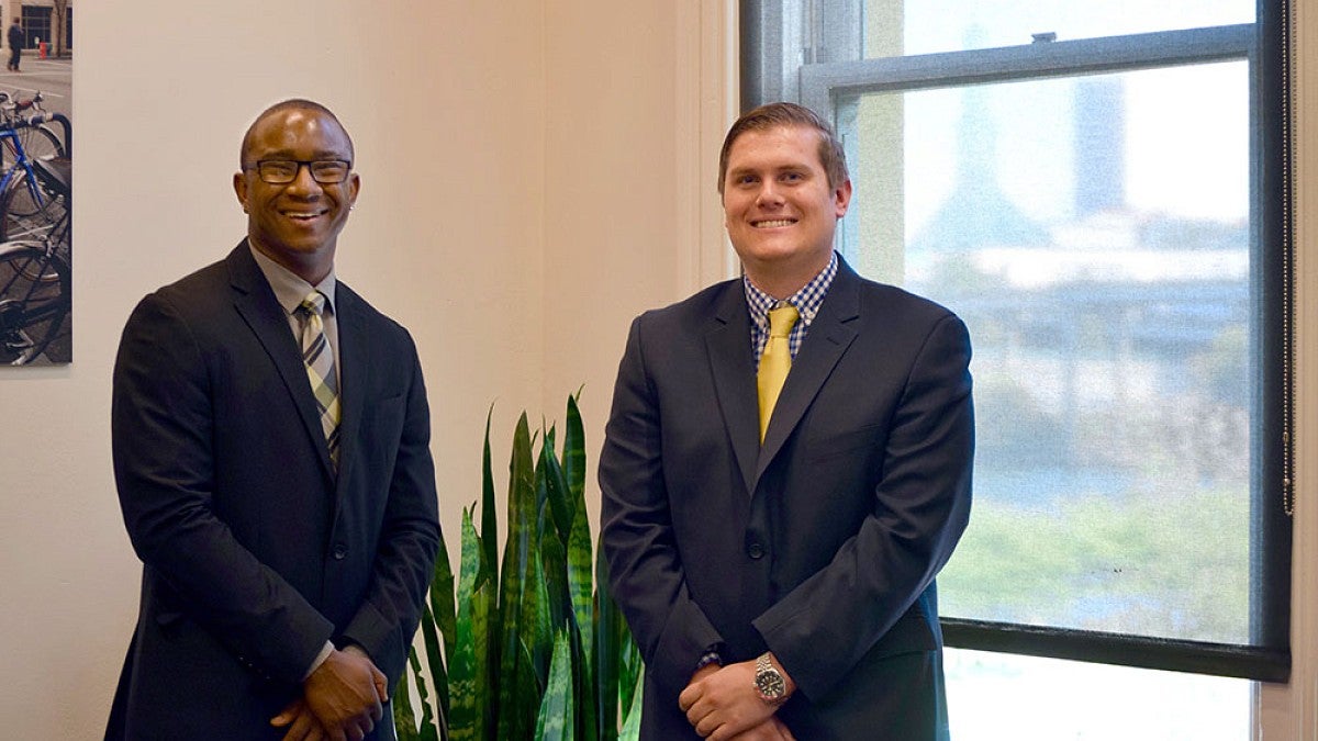 Third-year UO law students Donovan Bonner (left) and Brent Sutten